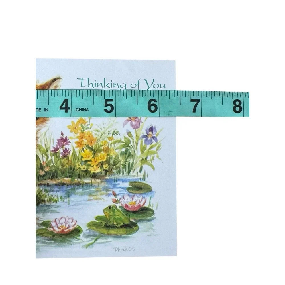 Olympicard Thinking Of You Greeting Card Fox Pond Turtle Flowers USA‎ Made